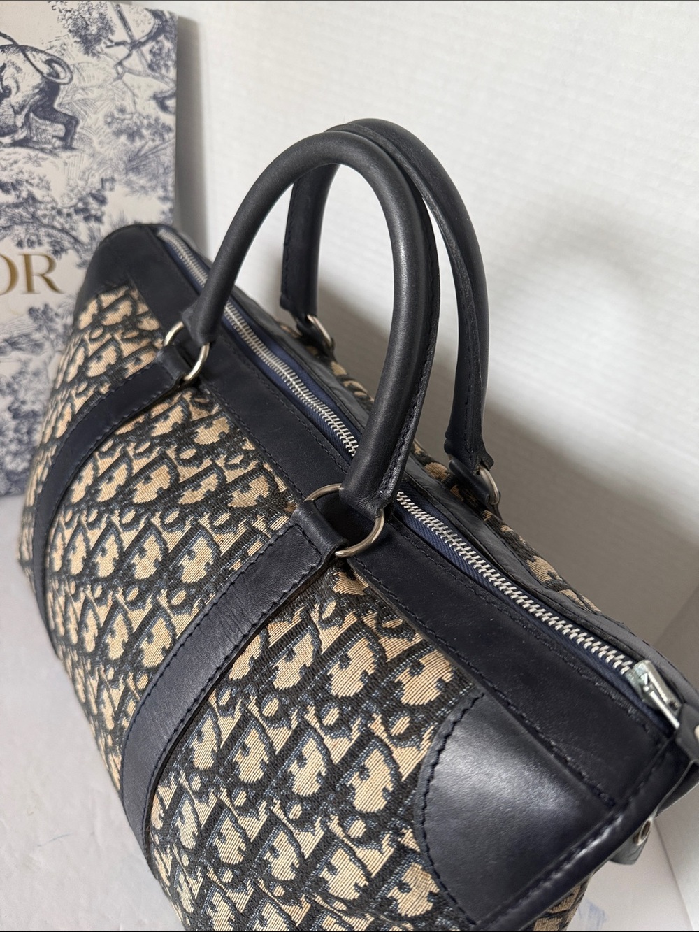 Authentic Dior Black and Beige Large Boston Handbag. - Picture 17 of 17